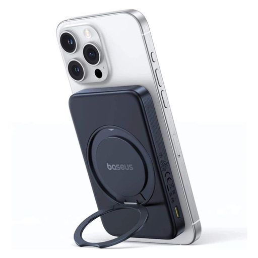 Зовнішній акумулятор Baseus PicoGo Qi2 Magnetic Power Bank with Rotatable Stand 5000mAh 20W Cosmic Black (with Simply Series Charging Cable Type-C (P10076802123-00) (1805767)