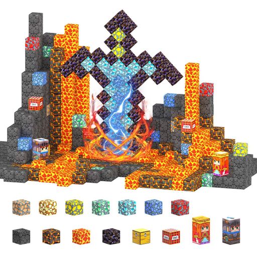 Магнітний конструктор Minecraft Меч на 150 деталей + сумка для зберігання (1807210)