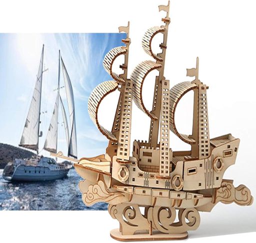 Конструктор Robotime 3D деревянный пазл модель Парусный корабль Ocean Sailing Boat 82 детали LG808 (1807255)