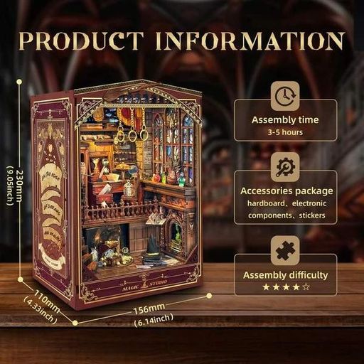 Бук Нук Чарівна студія Інтер'єрний конструктор Magic Studio DIY Wooden Book Nook Kit SQ-54 (1807262)