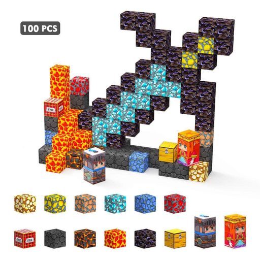 Магнитный конструктор Minecraft Меч на 100 деталей + сумка для хранения (1807288)