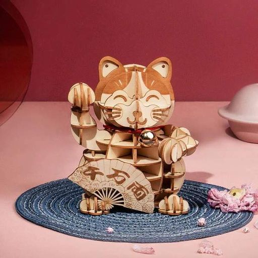 Дерев'яний 3D-пазл конструктор Щасливий кіт Rolife Lucky Cat TG303 (72 деталі) (1807452)