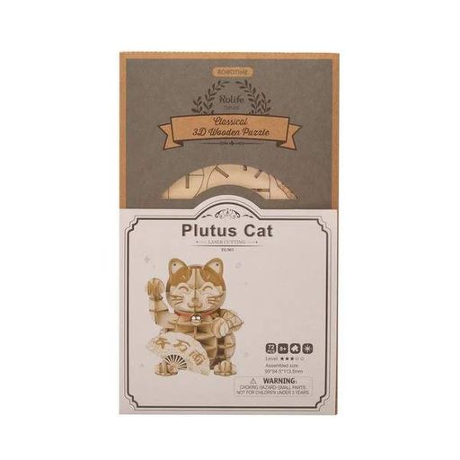 Дерев'яний 3D-пазл конструктор Щасливий кіт Rolife Lucky Cat TG303 (72 деталі) (1807452)