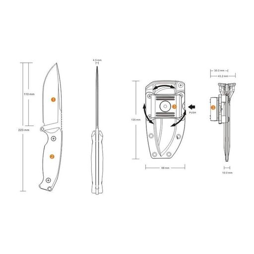 Ніж фіксований мисливський Ruike Jager F118-b, (11 см) 14c28n / G10 чорний (1807566)