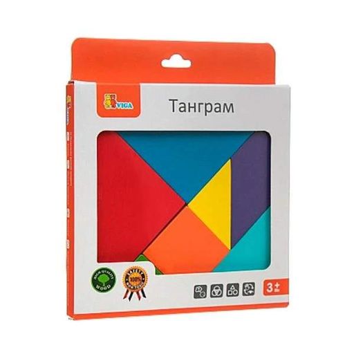 Гра-головоломка Viga Toys Кольоровий дерев'яний танграм, 7 ел. (55557) (1807613)