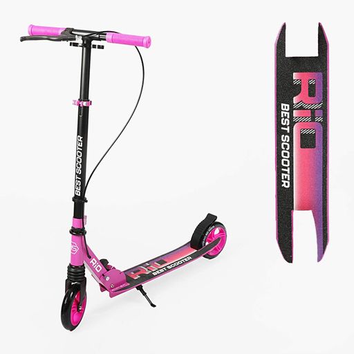 Самокат двухколесный Best Scooter Rio R-002 с амортизатором PU колеса. Black and Pink (192802) (1808824)