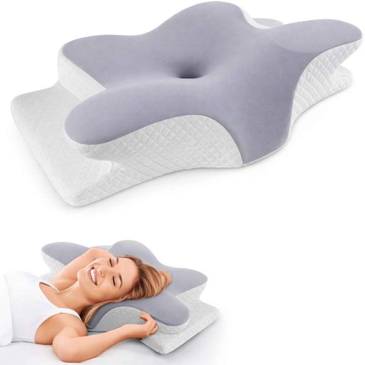 Ортопедична подушка для сну Метелик з ефектом пам'яті Memory Foam 50х30 см. Анатомічна подушка під шию (1809019)