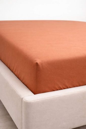 Простирадло на резинці Ecotton 180х200 см фланель бавовняне помаранчевий Coral 24428 (1810640)