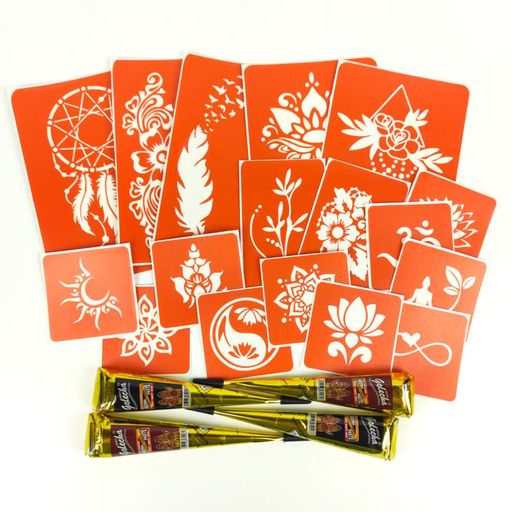 Набір хни з трафаретами для біо-тату №6 Fresh Tattoo henna-set-06 (1811233)