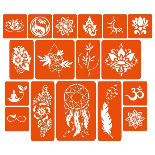 Набір хни з трафаретами для біо-тату №6 Fresh Tattoo henna-set-06 (1811233)