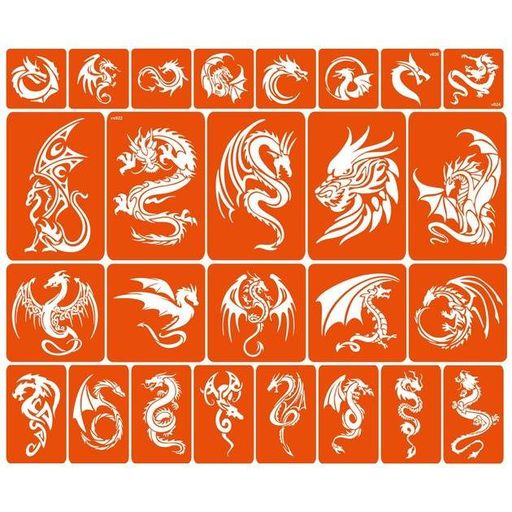 Набір трафаретів для біо-тату "Дракони - великий мікс" Fresh Tattoo dragons-big-mix (1811853)