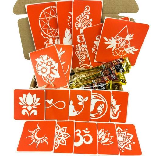 Набор цветной хны с трафаретами для био-тату №6 Fresh Tattoo color-henna-set-06 (1812380)