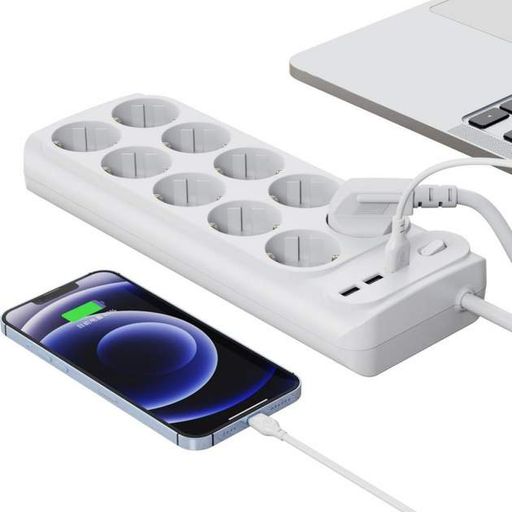Подовжувач мережі 10 розеток/3USB/3,1A XO WL07 білий (MAW-44066_941) (1813831)
