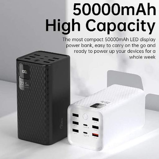 Power Bank JOCO J13 50000mAh 22.5W з цифровим LCD-дисплеєм для одночасного заряджання декількох гаджетів (47213-J13_1230) (1814799)