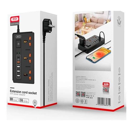 Мережевий подовжувач 3 розетки/4USB/PD/QCXPRO WL06 UK 1.8м чорний (MAW-44069_817) (1815152)