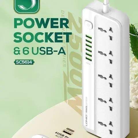 Мережевий подовжувач LDNIO SC5614 з 5 розетками та 6 USB-портами (34392-01_342) (1815244)
