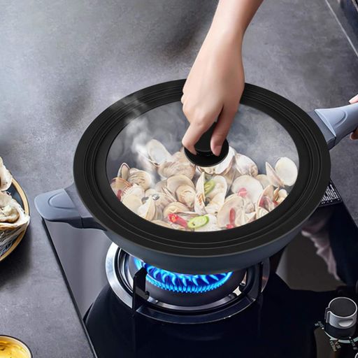 Кришка мультирозмірна Multi-Size Lid скляна з силіконовим обідком 18/20/22 см (R41271-20) Чорний (1815355)