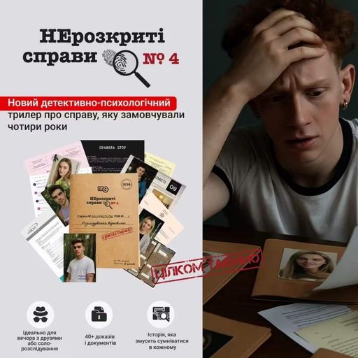 Настільна гра Нерозкриті справи кооперативна детективна гра для підлітків від 16 років картонна гра для компанії 2-8 гравців (596332) (1824843)
