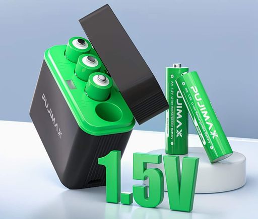 Акумуляторні батареї AA в зарядному боксі 4255mWh Li-Ion 1.5v пальчикові акумулятори із зарядкою кейс Pujimax 4шт (1828441)