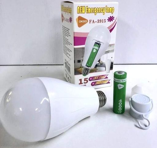 Світлодіодна LED акумуляторна лампа (знімний 18650) автономна аварійна 15W лампочка цоколь E27 UKC 8441 (1829151)