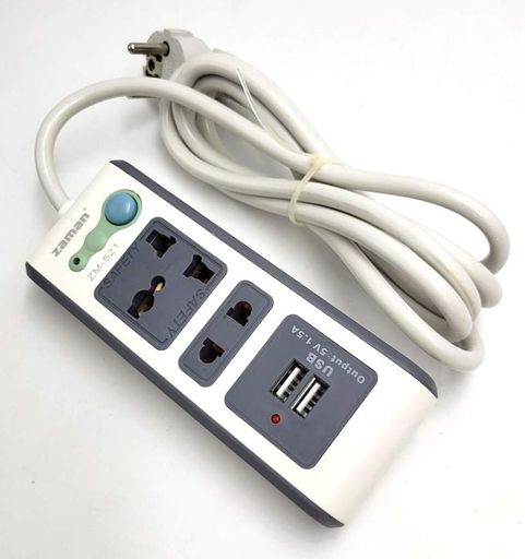 Подовжувач 2 метри на 2 універсальні розетки адаптера з вимикачем 10А 2 USB 1.5A UKC ZM-521 (2м) (1829596)