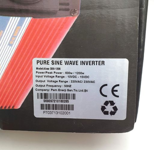 Інвертор авто перетворювач напруги чистий синус 12-220в 600W/1200W 12V на 220V USB PURE SINE WAVE Power Inverter Abax OBS-1206 (1830477)