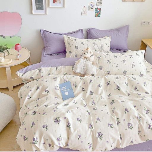 Комплект постільної білизни Colorful Home Фланель PLUS Євро 200×230 см квітковий принт Молочно-бузковий (1830626)