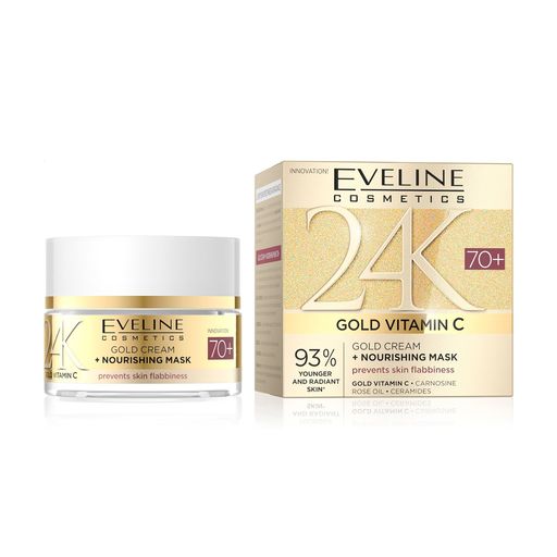 Крем-маска для лица Eveline Cosmetics 24K Gold Vitamin C Gold Cream + Nourishing Mask 70+, 50 мл