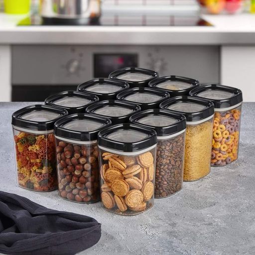 Пластиковый ёмкость для хранения продуктов 1 л M-ESK-0002 Чёрная крышка (1842507)