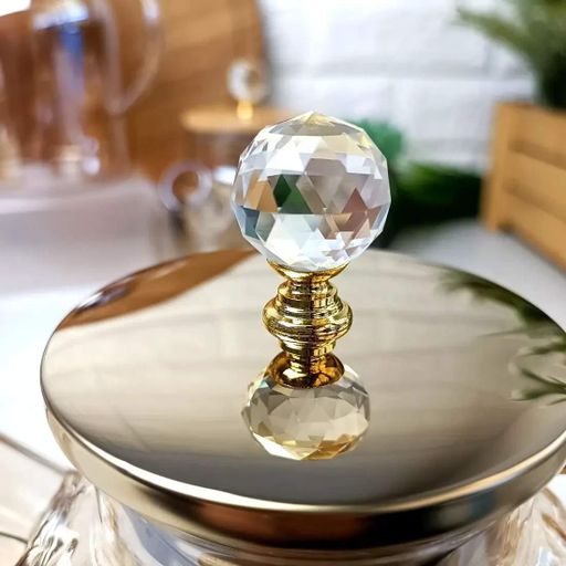 Высокий стеклянный чайник для плиты 1,5л Янтарный перламутр Amber Crystal (1843053)