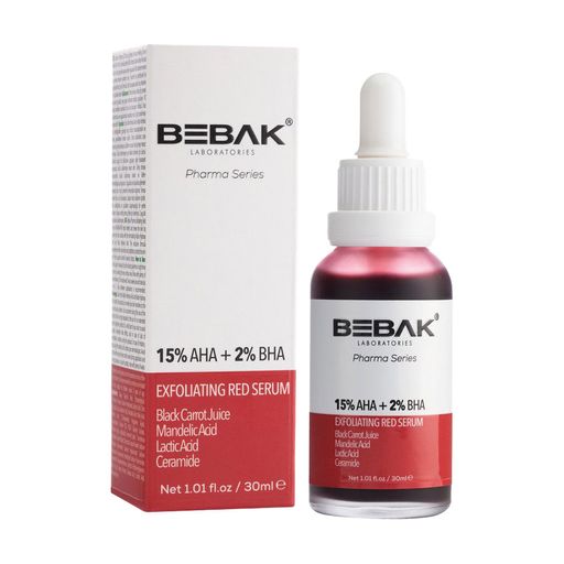 Відлущувальна червона сироватка для обличчя BEBAK Pharma Series Exfoliating Red Serum з AHA-BHA кислотами, 30 мл