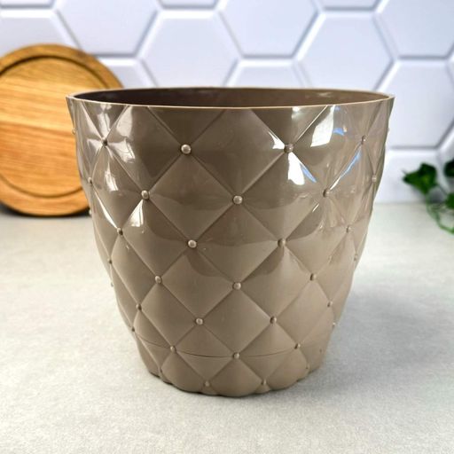 Квітковий горщик з піддоном 0,75л Бусинки Лате 435-17 Elif Plastik (1844586)