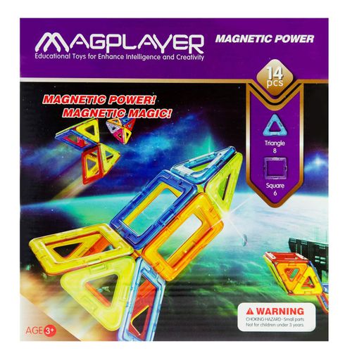 Конструктор магнитный набор 14эл. MagPlayer CL0164833 (1853360)