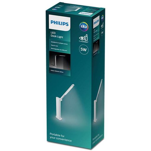 Лампа настільна з акумулятором Amber 5Вт 4000K 1800мАг USB-A білий PHILIPS CL0165782 (1853689)