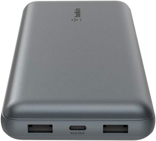Акумулятор портативний літій-іонний Power Bank 20000мА·год, 15Вт, 2хUSB-A/USB-C, cірий Belkin CL0172230 (1853853)