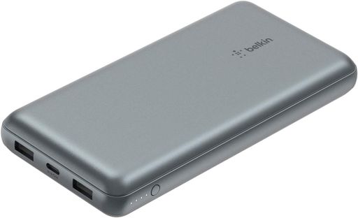 Акумулятор портативний літій-іонний Power Bank 20000мА·год, 15Вт, 2хUSB-A/USB-C, cірий Belkin CL0172230 (1853853)