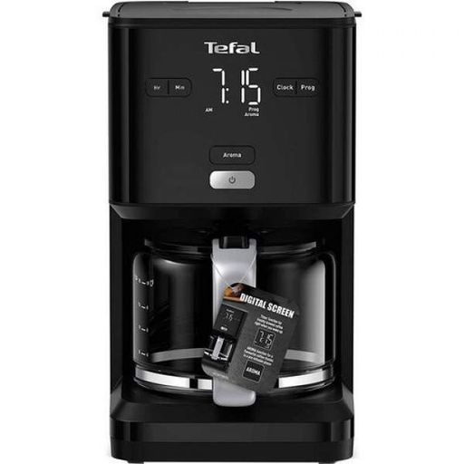Кавоварка крапельна Smart&light 1.25л, мелена, таймер включення, годинник, чорний Tefal CL0170551 (1854192)
