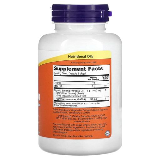 Жирні кислоти Evening Primrose Oil 1000 mg, 90 вегакапсул NOW CL0076103 (1854847)