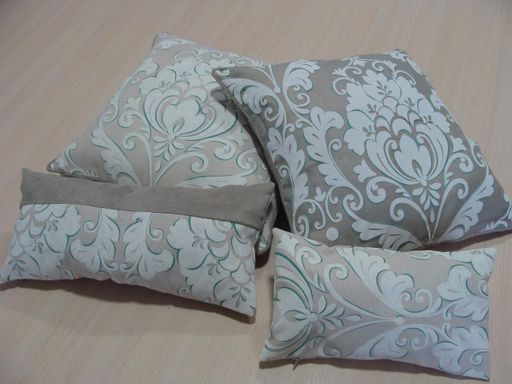 Комплект декоративных подушек Textilia Damask 40х40см 2шт 40х18см 1шт 30х18 см 1шт серые с бежевым (п_0439) (1859637)