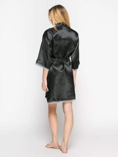 Халат женский Angelo dolce l-7 54-56 XXL-XXXL Черный С Серым (1864852)