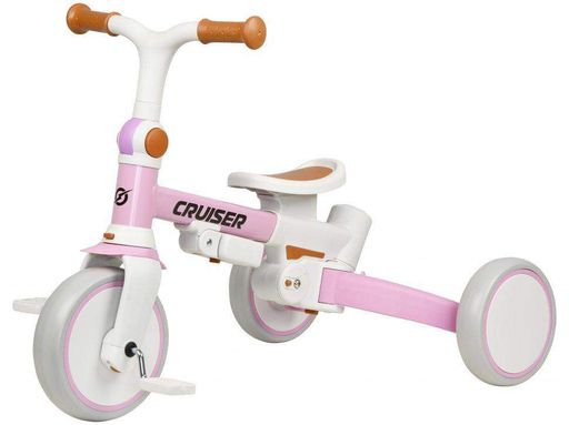 Детский велосипед-биговел трансформер Milano 001 Tri-cycle — с родительской ручкой, 3 в 1 Розовый (1865587)