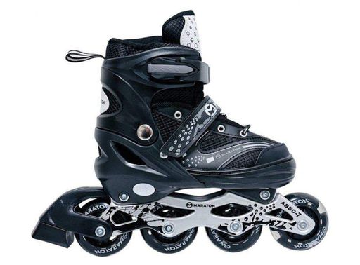 Детские раздвижные ролики Maraton Oscar | Светящиеся колеса PU, ABEC-7 Carbon Черный, L(38-41) (1865715)
