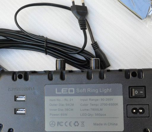 Светодиодная кольцевая LED лампа RL-21 65 Вт, 54см (1869162)