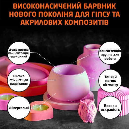 Рідкий барвник пігментна паста для бетону, гіпсу, акрилового композиту для виготовлення кашпо підставок Вишневий 100 грам (1873620)