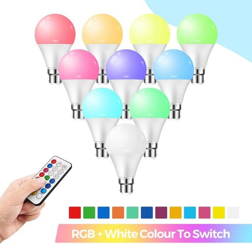 Светодиодные RGB лампы B22 A19 со сменой цвета с дистанционным управлением, 10-ваттные (1876643)