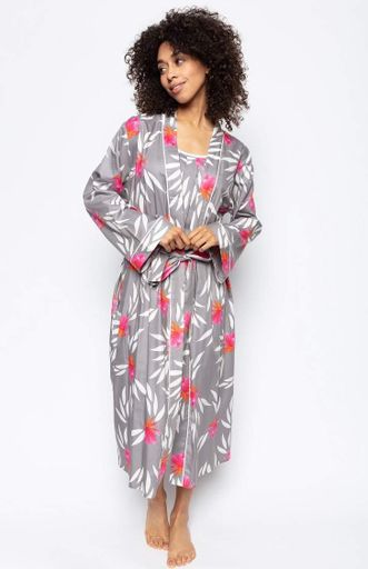 Халат жіночий Cyberjammies Mallory 9022 8/XS Сірий з квітковим принтом (5051877378179) (1878708)