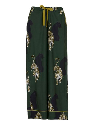 Пижамные штаны женские Cyberjammies Olive 5001OLE мягкие удобные из натуральной ткани M Зеленый с принтом леопарда (5051877599390) (1878747)