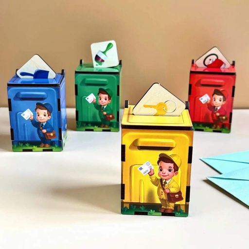 Деревянная настольная игра "Веселый почтальон" Ubumblebees (ПСД081) PSD081 сортер-комодик (1883353)
