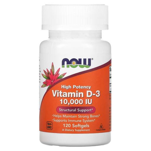 Витамины и минералы Vitamin D3 10 000 IU, 120 капсул NOW CL0081213 (1887553)