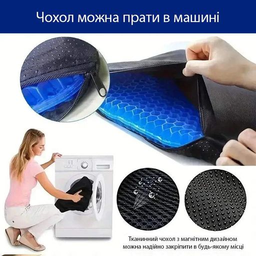 Гелевая ортопедическая подушка для сидения с чехлом 38х32х2,4см Blue (1890341)